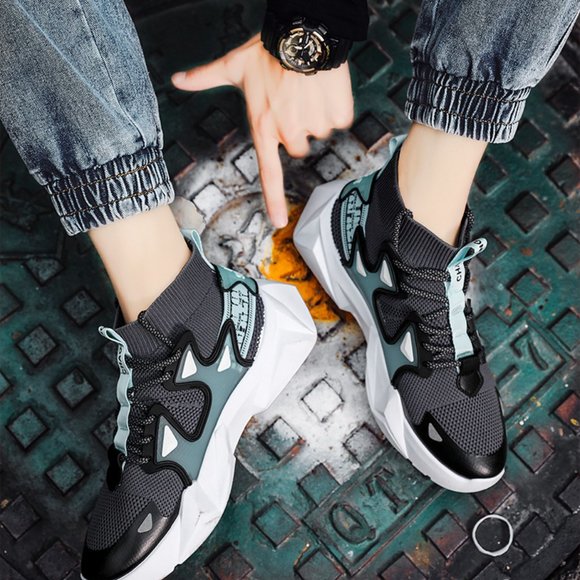 Green High Sock Shoes Men Casual High Top
